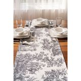 HOME ART ATELIER hand made Siyah Fransız Köylüler Desenli keten 40x140cm Runner