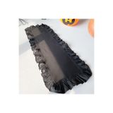 HOME ART ATELIER hand made Siyah Tam Fırfırlı 40x110 Pamuklu Bej Ham Keten Runner