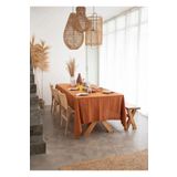 HOME ART ATELIER hand made Tarçın Rengi Ham Keten Masa Örtüsü