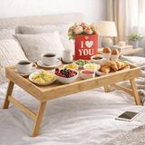 home bambu katlanır kahvaltı masası yatak üstü servis tepsisi sunum tepsisi laptop çalışma masası 50x30x19cm - 50 x 30 x 19 cm
