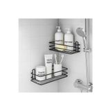 Home Banyo Düzenleyici Şampuanlık Sabunluk Yapışkanlı 2 Adet Banyo Rafı Mat Siyah Duş Rafı Organizer