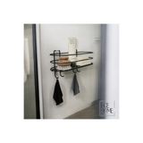 Home Banyo Düzenleyici Yapışkanlı Siyah Oval Banyo Rafı Şampuanlık Sabunluk Duş Rafı Organizer