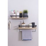 Home Banyo Rafı Ahşap Metal Banyo Havluluk 2 Raflı Duvara Monte Sabunluk