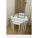 Home Başaran Concept Üst Kalite 1. Sınıf MDF Lake Boyalı 4 Lü Beyaz Zigon Sehpa Beyaz Sehpa