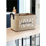 Home Baskılı Jüt Havlu Çamaşır Kirli Oyuncak Sepeti 30 x 22 x 18