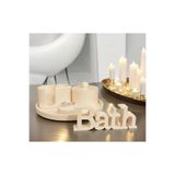 Home Bath Yazısı, Pamuk Organizeri, Mum, Kutu, Tabla Banyo Dekor Beşli Set