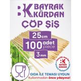 Home BAYRAK KÜRDAN Çöp Şiş 100 Adet, 3 mm - Adana, Urfa, Et, Tavuk, Sebze Kebap Yemekler Için Ahşap, Odun, Bambu - 25cm