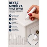 Home Beyaz Mobilya Rötuş Boyası 20 ml - İğneli ve Fırçalı Çift Uçlu Ahşap MDF Lake Dolap Masa Kapı Çizik Giderici Boya