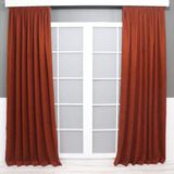 Home Color Home Petek Kadife Dokulu Fon Perde 150 x 270 cm Düz Dikişli Ekstrafor Büzgü - Kiremit