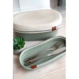 home decors by özlem 2 Li Oval Hasır Sepet Takımı Düzenleyici Organizer-25x14x10/23x8x4cm mint-yesili-beyaz Saklama Kutusu OZLEM1251