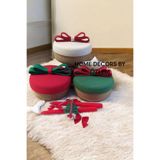 home decors by özlem 3 Lü Hasır Sepet Takımı Yeni Yıl Düzenleyici Organizer Handmade-25x12/22x10/20x8cm kirmizi-yesil-beyaz-hasir Saklama Kutusu OZLEM1147