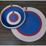 Home Decors By Özlem 4 Kişilik 9 Parça Amerikan Servis Mavi Supla Takımı Tabak Altlığı Bardak Altlığı Sepet Mutfak Hasır - Kırmızı - 33 x 33 cm