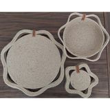 Home Decors By Özlem 4 Kişilik 9 Parça Hasır Supla Takımı Hasır Amerikan Servis Tabak Altlığı Bardak Altlığı Hasır Sepet - Bej - 36 x 36 cm