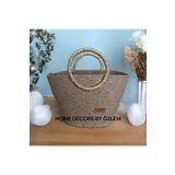 home decors by özlem Midi Boy günlük hasır çanta handmade el emeği plaj çantası yükseklik 20 cm 1001000009570