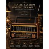 Home Dekor Hediye Ahşap Görünümlü Nostaljik Radyo Bluetooth Hoparlör Retro Tasarım Şarjlı Müzik Çalar USB Mp3 Çalar - Çok Renkli