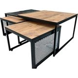 Home Desing Nergiz 3 Lü Metal Orta Sehpa - Ceviz