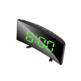 Home Dijital Kavisli Alarmlı Saat Aynalı Led Işıklı Dekoratif Masaüstü Işığı Devamlı Yanan Saat