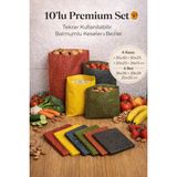 Home Doğal Balmumlu Gıda Saklama Kesesi, Streç Film Alternatifi 4'lü Kumaş Kese+ 6l'ı Balmumlu Bez Set - 6'lı