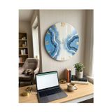Home Duvar Saati 40 Cm - Modern Mavi Ve Beyaz - El Yapımı Epoxy Duvar Saati