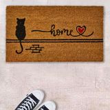 Home Duvardaki Kedi Kapı Önü Paspası - Bej - 35X60 Cm