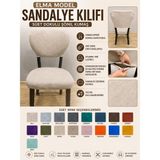 Home Elma Tipi Sandalye Kılıfı Lüx Bohem Kumaş Çok Kalın %100 Pamuk, Sırt Arkası Dahil Kapanıyor - 45 x 45 cm - Bej