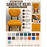 Home Elma Tipi Sandalye Kılıfı Lüx Bohem Kumaş Çok Kalın %100 Pamuk, Sırt Arkası Dahil Kapanıyor - 45 x 45 cm - Hardal
