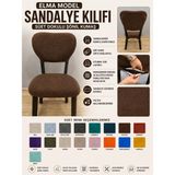 Home Elma Tipi Sandalye Kılıfı Lüx Bohem Kumaş Çok Kalın %100 Pamuk, Sırt Arkası Dahil Kapanıyor - 45 x 45 cm - Kahve