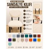 Home Elma Tipi Sandalye Kılıfı Lüx Bohem Kumaş Çok Kalın %100 Pamuk, Sırt Arkası Dahil Kapanıyor - 45 x 45 cm - Krem
