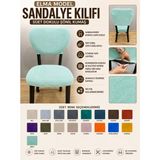 Home Elma Tipi Sandalye Kılıfı Lüx Bohem Kumaş Çok Kalın %100 Pamuk, Sırt Arkası Dahil Kapanıyor - 45 x 45 cm - Mint