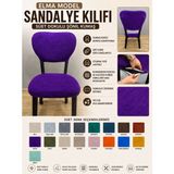 Home Elma Tipi Sandalye Kılıfı Lüx Bohem Kumaş Çok Kalın %100 Pamuk, Sırt Arkası Dahil Kapanıyor - 45 x 45 cm - Mor