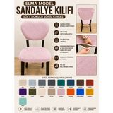 Home Elma Tipi Sandalye Kılıfı Lüx Bohem Kumaş Çok Kalın %100 Pamuk, Sırt Arkası Dahil Kapanıyor - 45 x 45 cm - Pudra