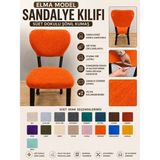 Home Elma Tipi Sandalye Kılıfı Lüx Bohem Kumaş Çok Kalın %100 Pamuk, Sırt Arkası Dahil Kapanıyor - 45 x 45 cm - Turuncu