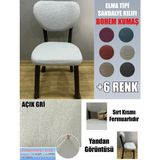 Home Elma Tipi Sandalye Kılıfı Lüx Bohem Kumaş Çok Kalın %100 Pamuk, Sırt Arkası Dahil Kapanıyor Fermuarlı - 45 x 45 cm - Açık Gri