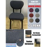 Home Elma Tipi Sandalye Kılıfı Lüx Bohem Kumaş Çok Kalın %100 Pamuk, Sırt Arkası Dahil Kapanıyor Fermuarlı - 45 x 45 cm - Antrasit