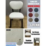 Home Elma Tipi Sandalye Kılıfı Lüx Bohem Kumaş Çok Kalın %100 Pamuk, Sırt Arkası Dahil Kapanıyor Fermuarlı - 45 x 45 cm - Krem