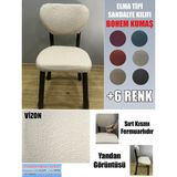 Home Elma Tipi Sandalye Kılıfı Lüx Bohem Kumaş Çok Kalın %100 Pamuk, Sırt Arkası Dahil Kapanıyor Fermuarlı - 45 x 45 cm - Vizon