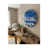 Home Epoksi Duvar Saati-35 Cm-Dekoratif Duvar Saati- Modern Duvar Saati - Gökyüzü Temalı
