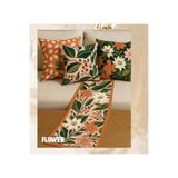 Home Flower Premium Kadife 5'li Kombin Set - 4 Adet Kırlent Kılıfı 45x45 cm & Runner 50x150 cm Botanik Desenli