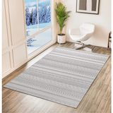 Home Geometrik Sisal Dokuma, Jüt Tabanlı, Tozumaz Polipropilen Iplikli Özel Kesim Halı - Gri - 120 x 150 cm