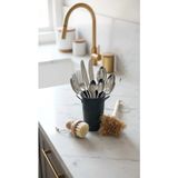 Home GreyfurtArt Siyah Saplı Metal Kalemlik Saksı Vazo Ofis Restoran Tip Çatal Kaşıklık Banyo Düzenleyici Peçetelik