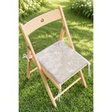 Home Gri Krem Toile Desenli Fermuarlı Sandalye Minderi - Vintage Dekoratif Bahçe ve Mutfak Sandalye Minde