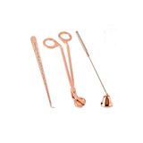 Home In Joy Mum Bakım Seti Fitil Mum Makası Söndürücü Metal 3'Lü Set, Rose bakır