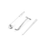 Home In Joy Mum Bakım Seti Fitil Mum Makası Söndürücü Metal 3'Lü Set, Silver Gümü