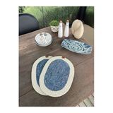 Home İnn 2’Li Oval Model Amerikan Servis – Supla Leke Tutmaz, Beyaz-Mavi 40X28 Cm