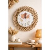 home inn Bohem Hasır Çerçeveli Duvar Saati – Modern Görünümlü Dekoratif Salon Saati – 43 cm