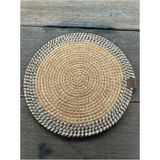 Home İnn Design Serisi - 33 cm El Örmesi Supla - Lüks Dekoratif Amerikan Servis - 33 x 33 - Mavi - Natürel