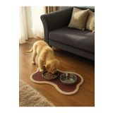 home inn Evcil Hayvan, Kedi - Köpek Mama Matı - Paspası, Bordo-Beyaz