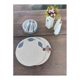 Home Inn Home Textile 2'Li Set Balıklar İşlemeli Amerikan Servis-Leke Tutmaz Beyaz 33 Cm