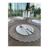 Home Inn Home Textile 4'Lü Dantel Amerikan Servis - Leke Tutmaz- Antrasit Gri 33 X 33 Cm