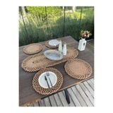 Home Inn Home Textile Bohem Stil Doğal İp Hasır Sofra Seti – 4 Kişilik Hasır Görünümlü Amerikan Servis Ve Runner Takımı